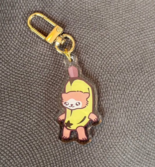 Banana Cat Clear Acrylic Keychain